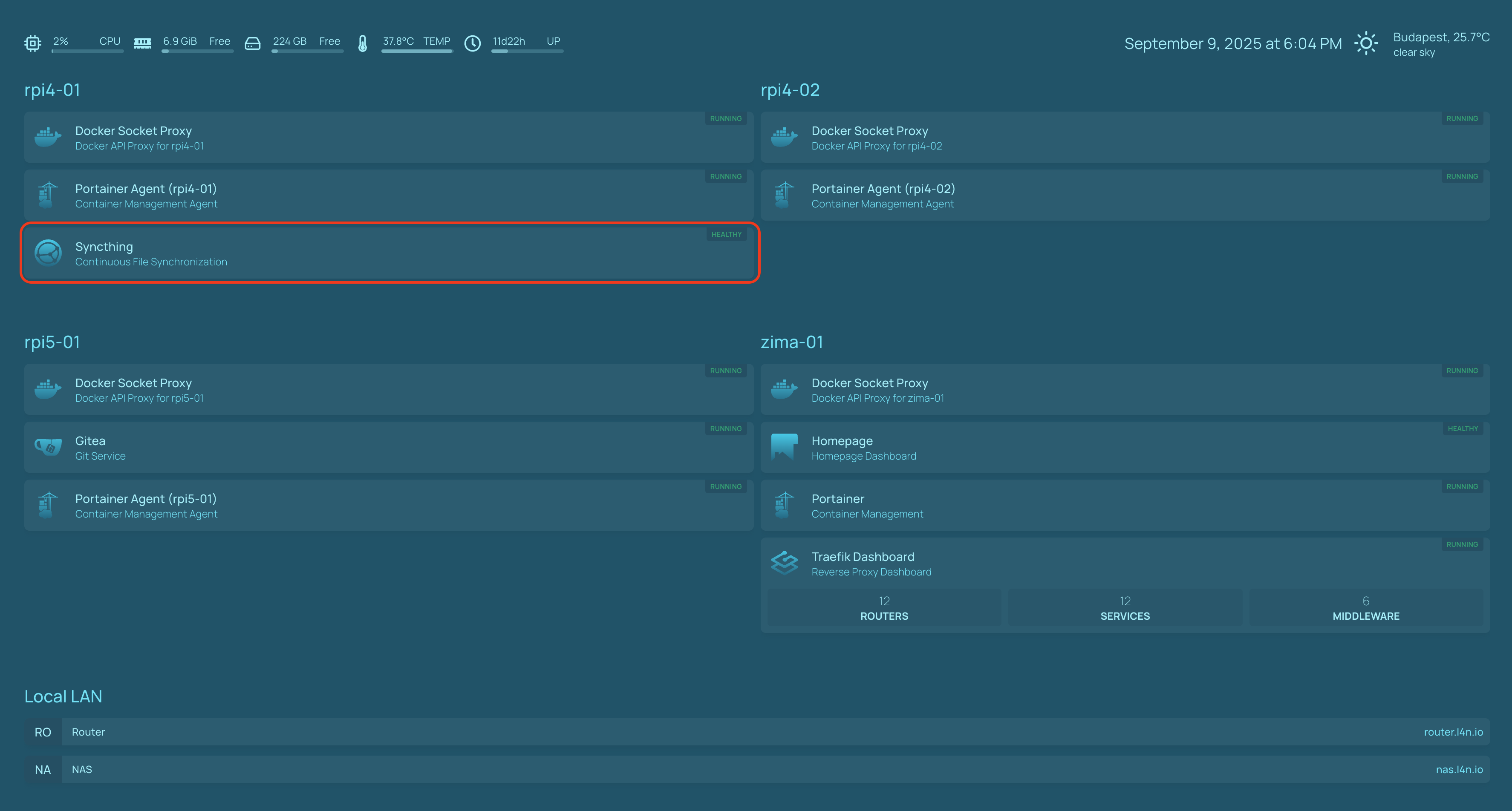 Syncthing on the Homepage