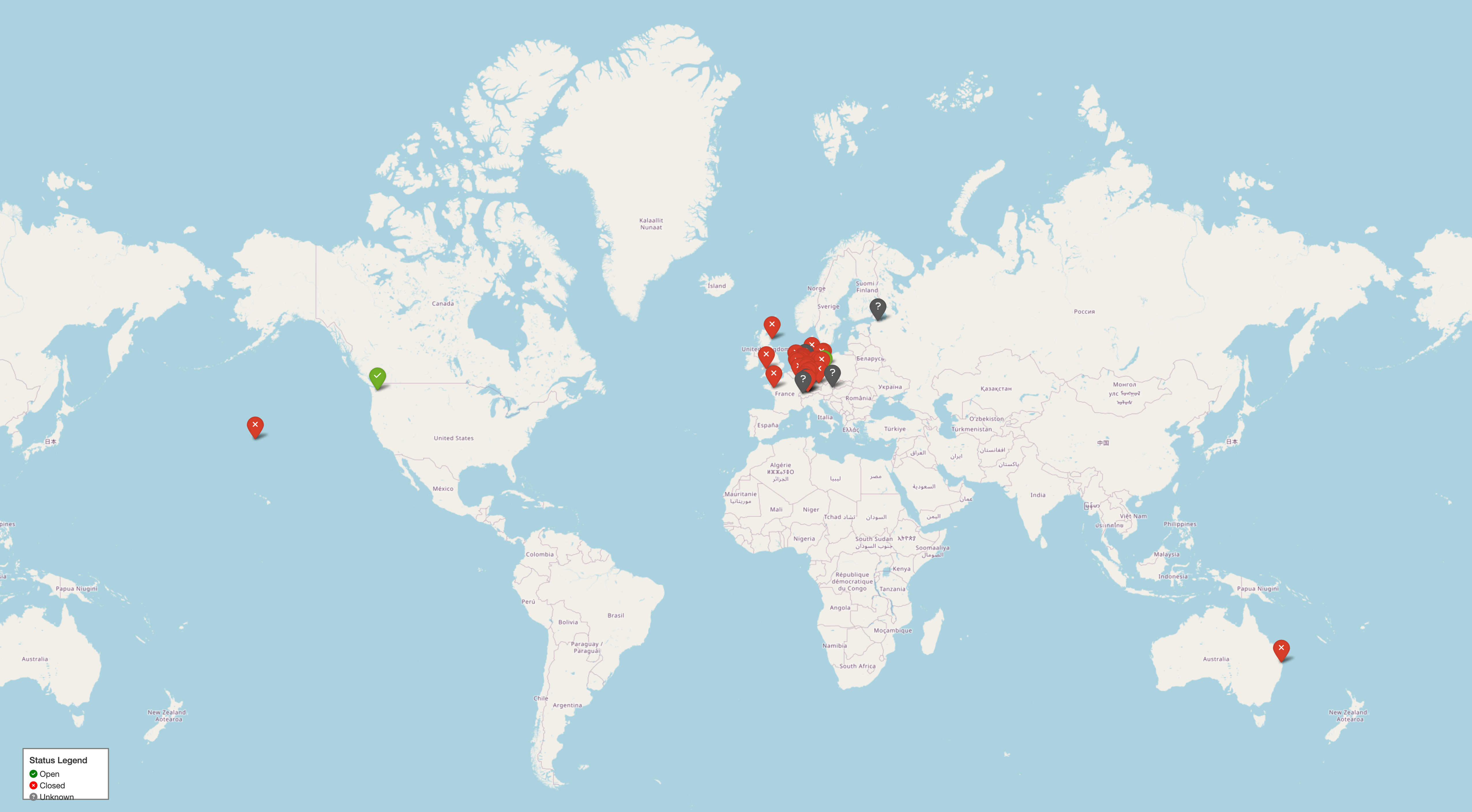 Hackerspaces World Map